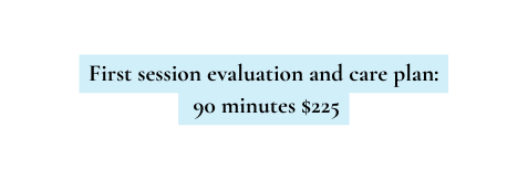 First session evaluation and care plan 90 minutes 225